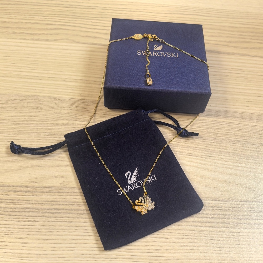 Swarovski Gold and Silver Swan Necklace
